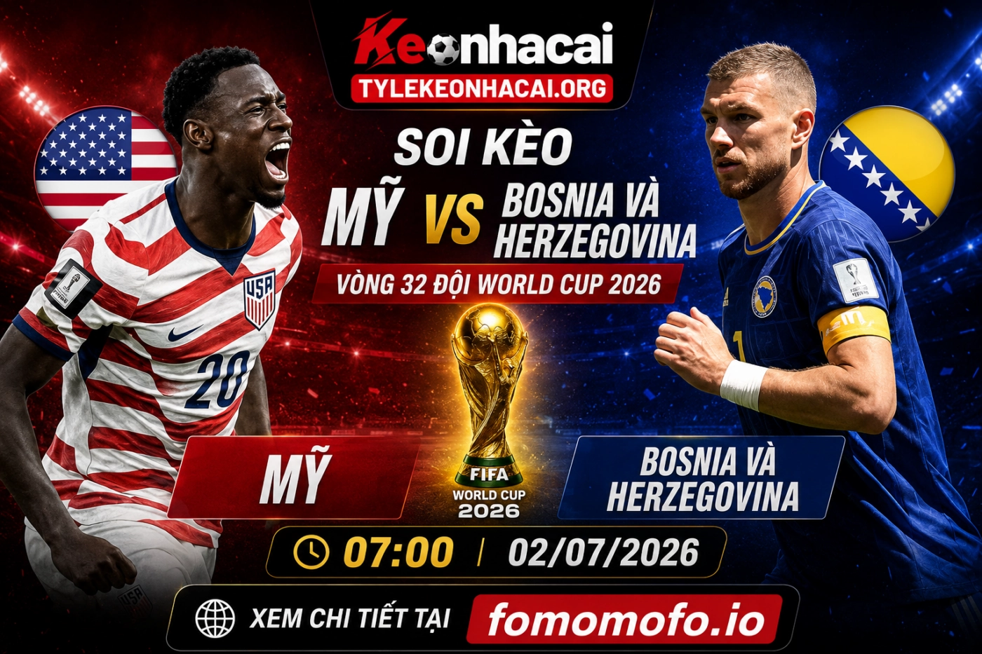 Thông tin về trận đấu Mỹ vs Bosnia và Herzegovina